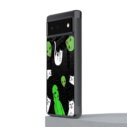 Space Kitty stylish phone case for google pixel 6a | glossy glass and slim fit