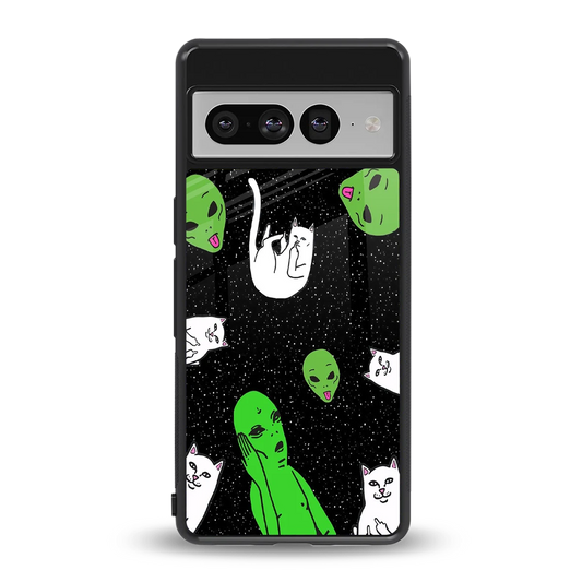 Space Kitty back phone cover | glass case for google pixel 7 pro