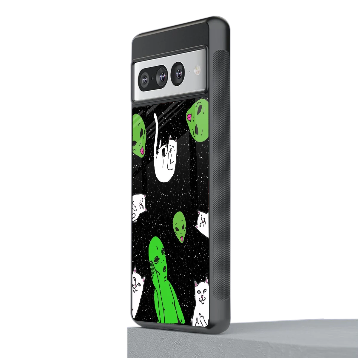 Space Kitty stylish phone case for google pixel 7 pro | glossy glass and slim fit