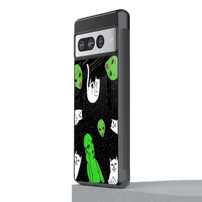 Space Kitty stylish phone case for google pixel 7 pro | glossy glass and slim fit