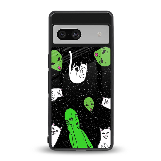 Space Kitty back phone cover | glass case for google pixel 7a
