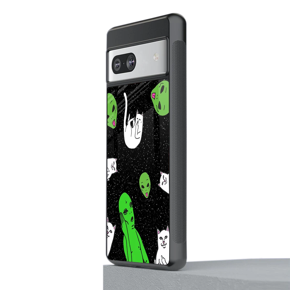 Space Kitty stylish phone case for google pixel 7a | glossy glass and slim fit