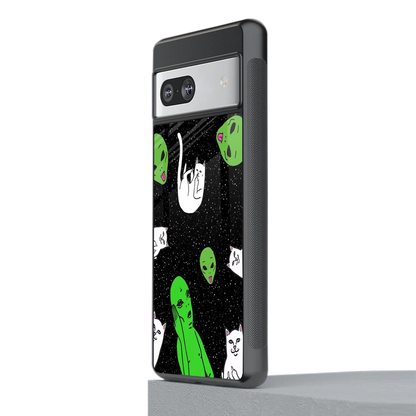 Space Kitty stylish phone case for google pixel 7 | glossy glass and slim fit