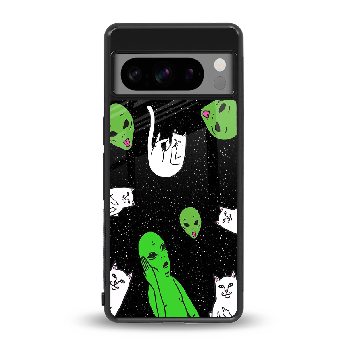 Space Kitty back phone cover | glass case for google pixel 8 pro