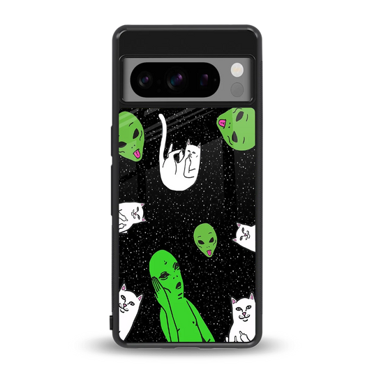 Space Kitty back phone cover | glass case for google pixel 8 pro