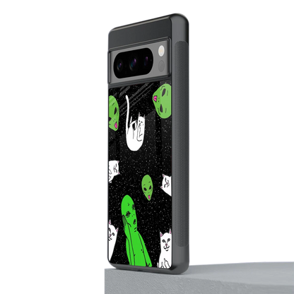 Space Kitty stylish phone case for google pixel 8 pro | glossy glass and slim fit