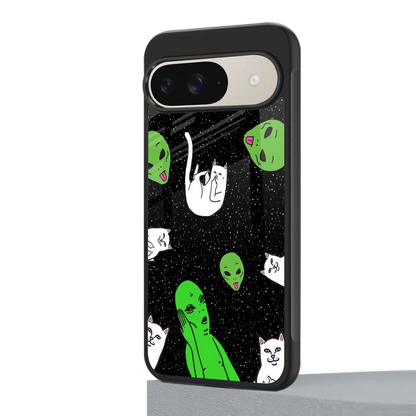 Space Kitty google pixel 9 mobile cover | shockproof glass phone case