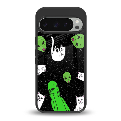 Space Kitty back phone cover | glass case for google pixel 9 pro xl
