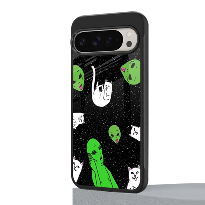 Space Kitty google pixel 9 pro mobile cover | shockproof glass phone case