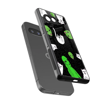 Space Kitty sleek google pixel 10a cover with tempered glass back and TPU edges