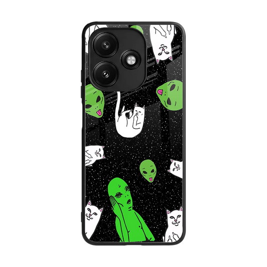 Space Kitty back phone cover | glass case for redmi 12 5g