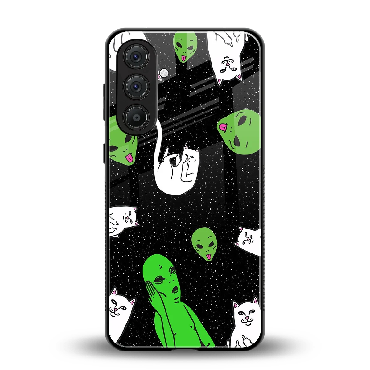 Space Kitty back phone cover | glass case for samsung galaxy m35 5g