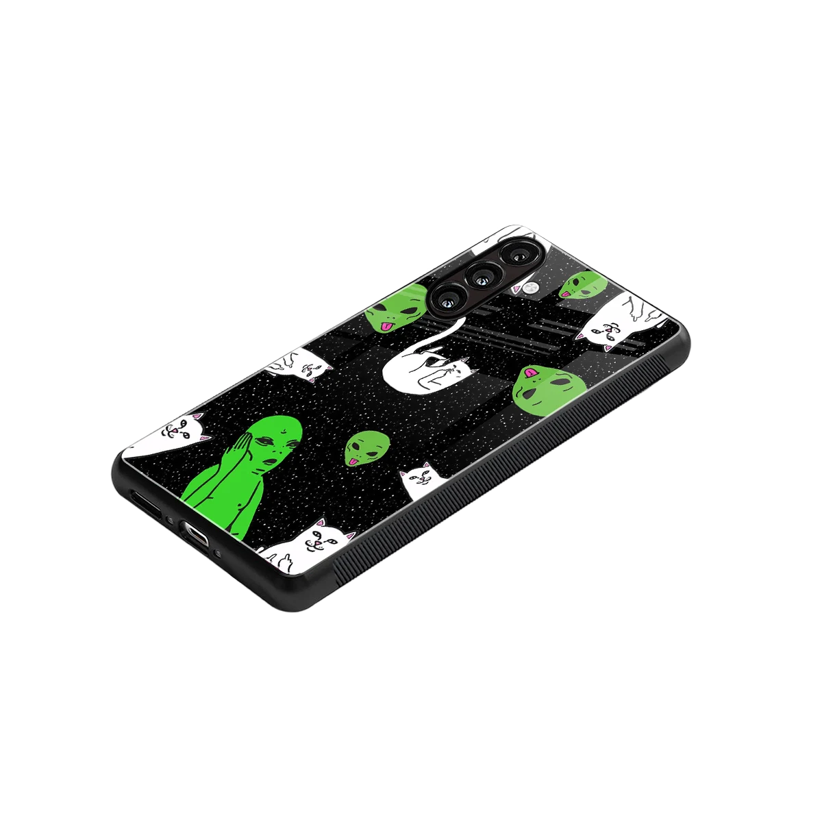 Space Kitty stylish phone case for samsung galaxy m35 5g | glossy glass and slim fit