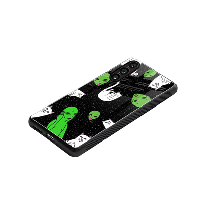 Space Kitty stylish phone case for samsung galaxy m35 5g | glossy glass and slim fit