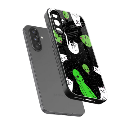 Space Kitty sleek samsung galaxy a36 5g cover with tempered glass back and TPU edges