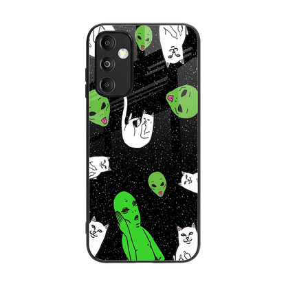 Space Kitty back phone cover | glass case for samsung galaxy m14 5g