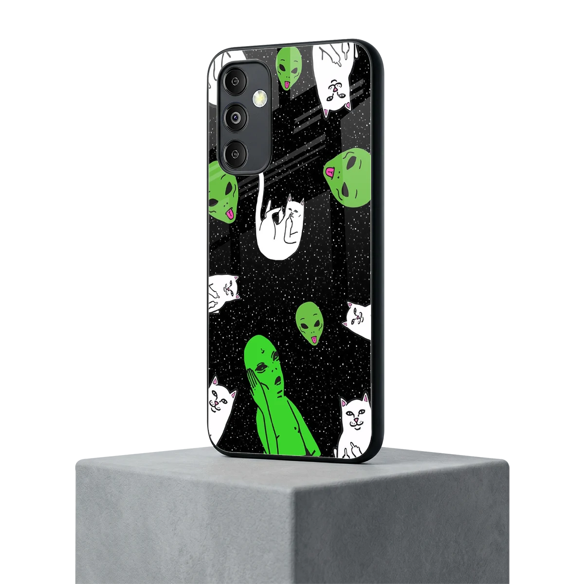 Space Kitty samsung galaxy m14 5g mobile cover | shockproof glass phone case