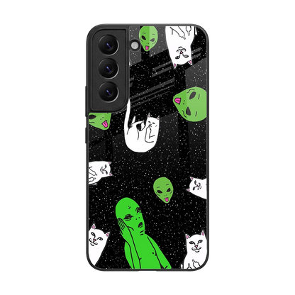 Space Kitty back phone cover | glass case for samsung galaxy s22