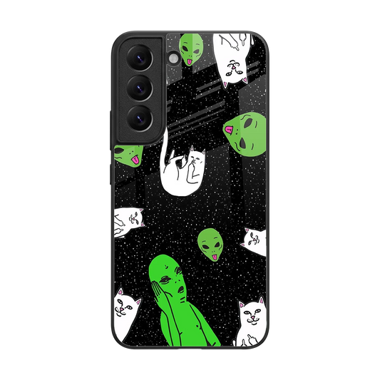 Space Kitty back phone cover | glass case for samsung galaxy s22