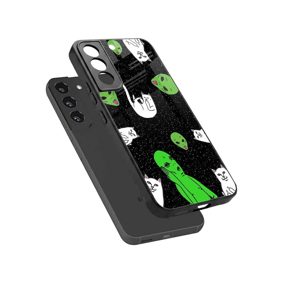 Space Kitty sleek samsung galaxy s22 cover with tempered glass back and TPU edges