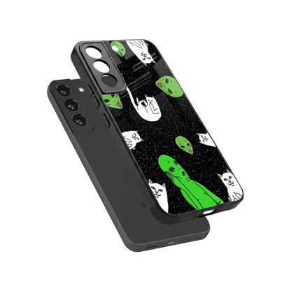 Space Kitty sleek samsung galaxy s22 cover with tempered glass back and TPU edges