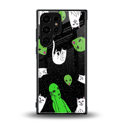 Space Kitty back phone cover | glass case for samsung galaxy s24 ultra
