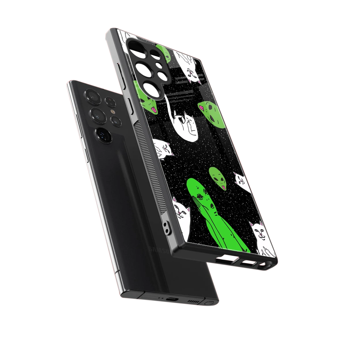 Space Kitty sleek samsung galaxy s24 ultra cover with tempered glass back and TPU edges