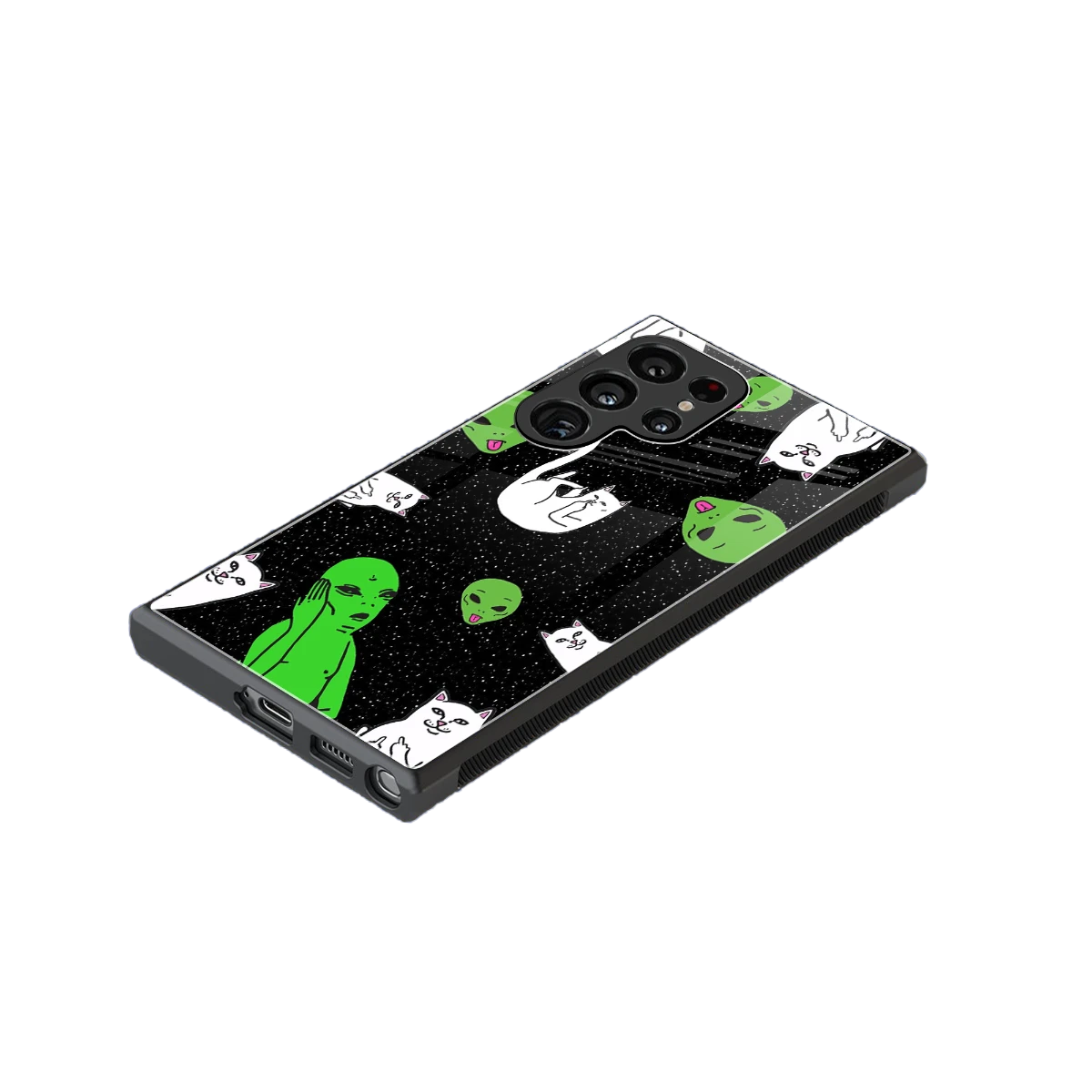 Space Kitty stylish phone case for samsung galaxy s24 ultra | glossy glass and slim fit