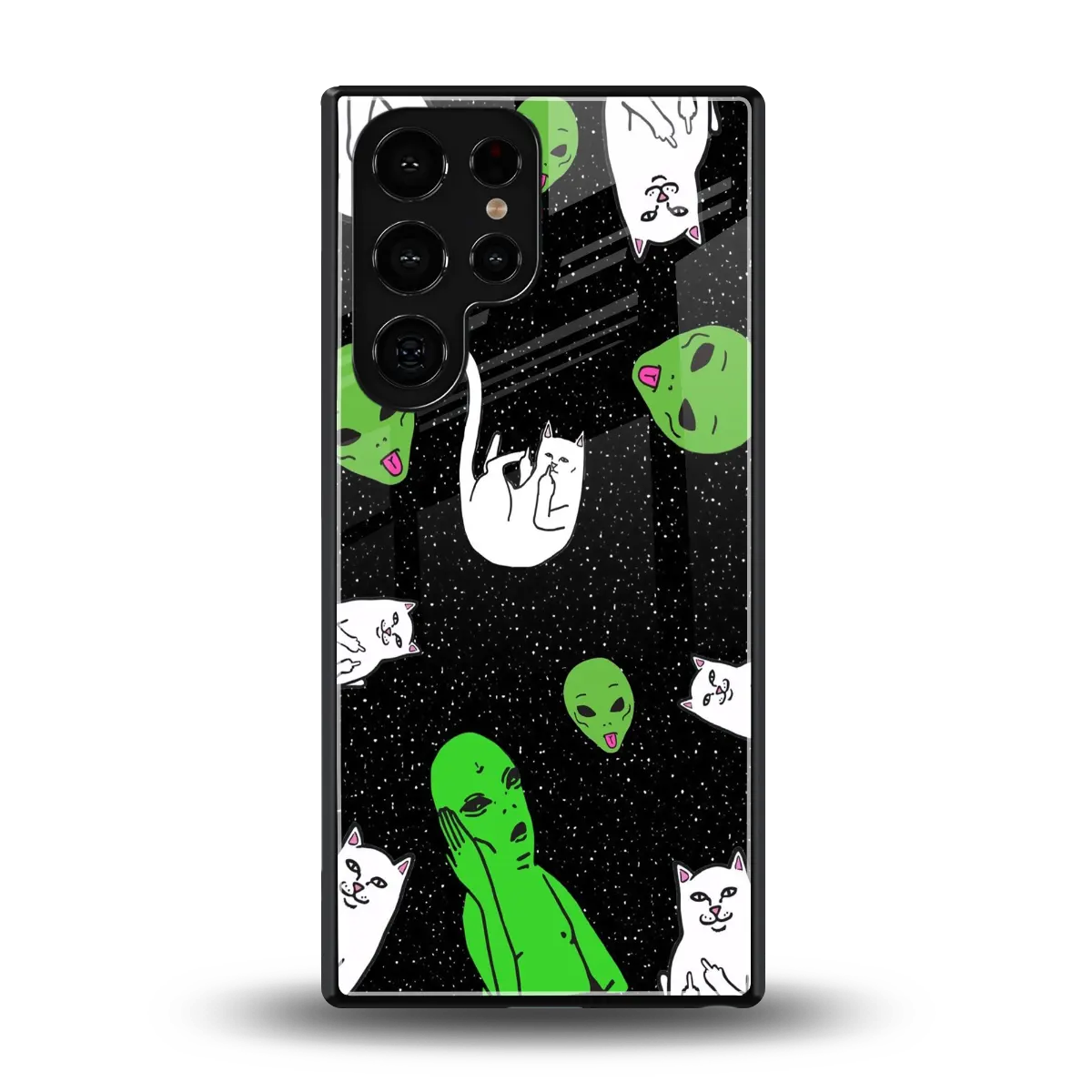 Space Kitty back phone cover | glass case for samsung galaxy s25 ultra