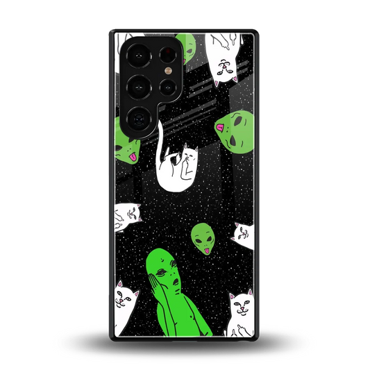 Space Kitty back phone cover | glass case for samsung galaxy s25 ultra