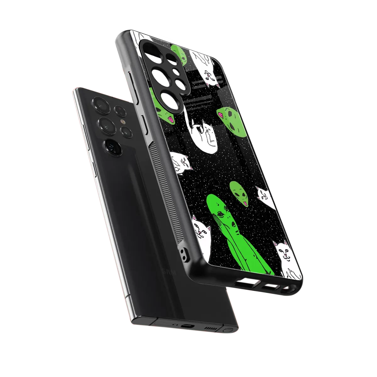 Space Kitty sleek samsung galaxy s25 ultra cover with tempered glass back and TPU edges