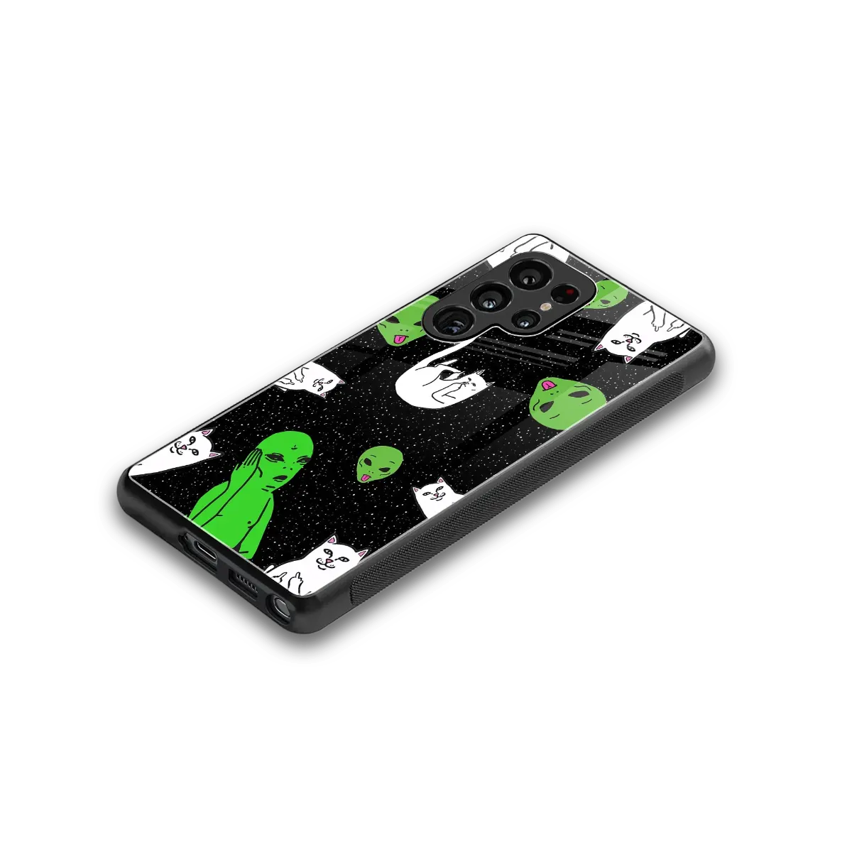 Space Kitty stylish phone case for samsung galaxy s25 ultra | glossy glass and slim fit