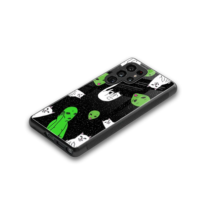 Space Kitty stylish phone case for samsung galaxy s25 ultra | glossy glass and slim fit