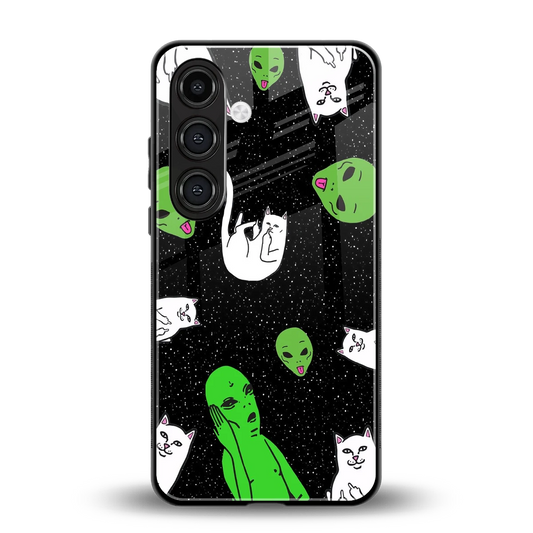 Space Kitty back phone cover | glass case for samsung galaxy s24