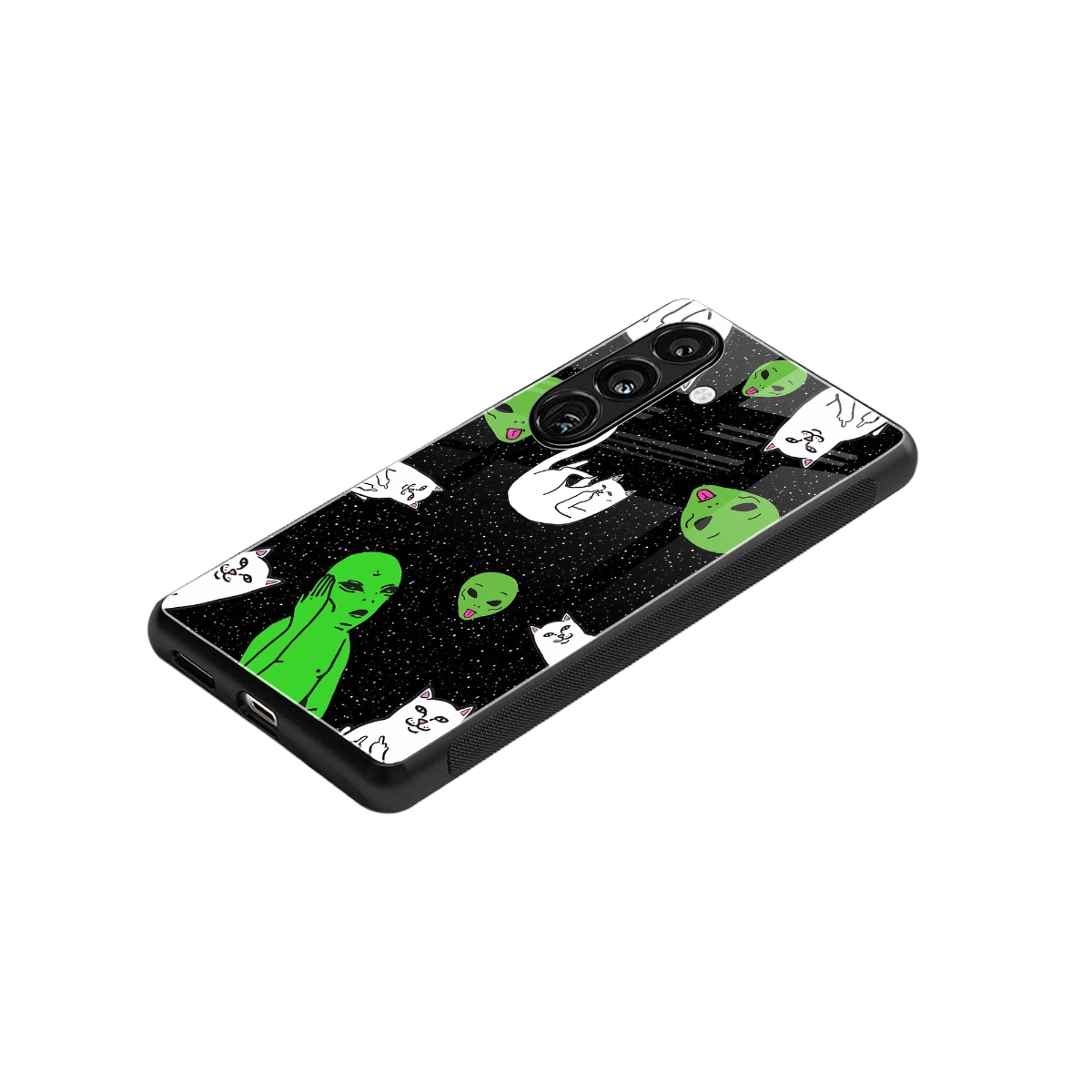 Space Kitty stylish phone case for samsung galaxy s24 | glossy glass and slim fit