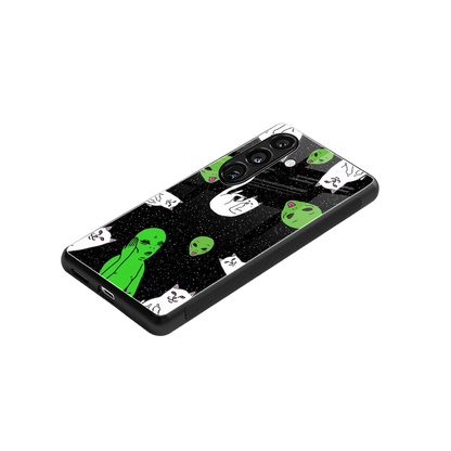 Space Kitty stylish phone case for samsung galaxy s24 | glossy glass and slim fit
