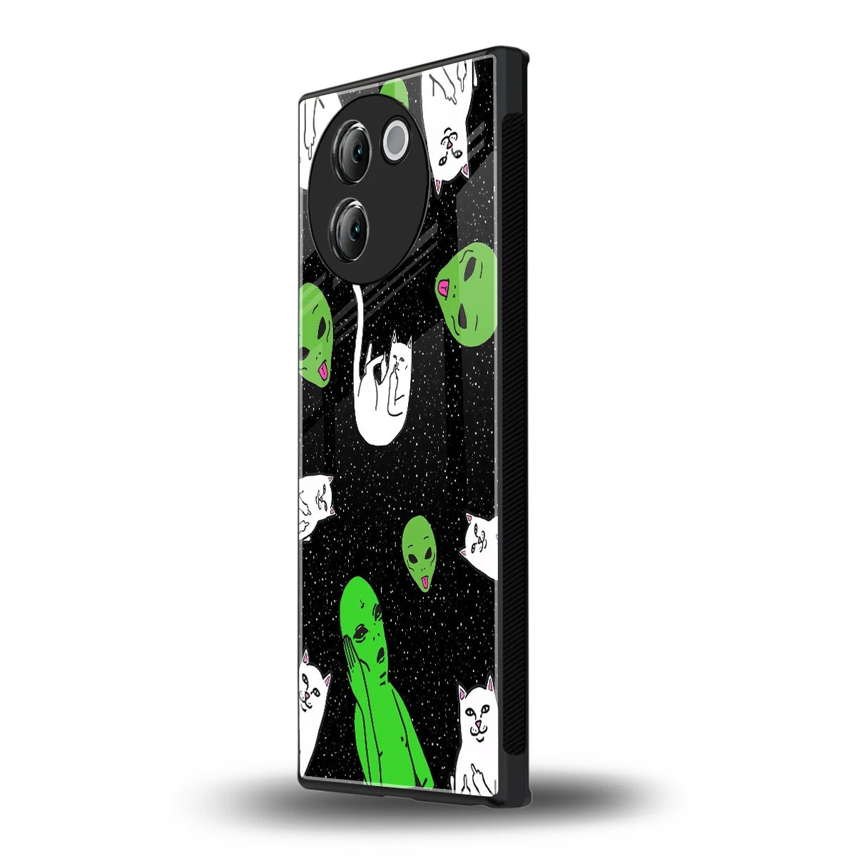 Space Kitty vivo v30e mobile cover | shockproof glass phone case