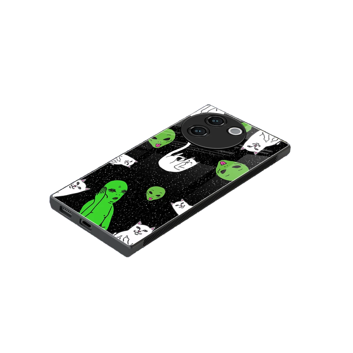 Space Kitty stylish phone case for vivo v30e | glossy glass and slim fit