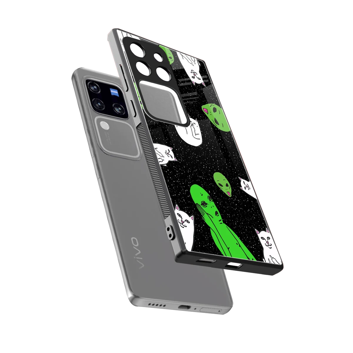 Space Kitty sleekvivo v30 pro cover with tempered glass back and TPU edges