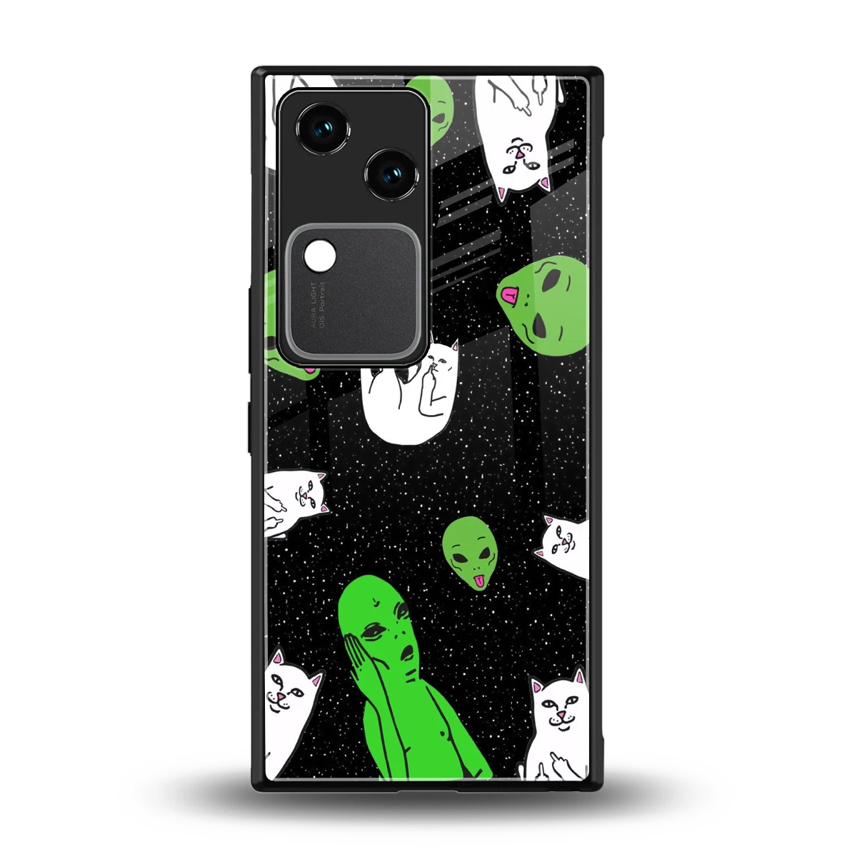Space Kitty back phone cover | glass case for vivo v30
