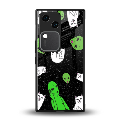 Space Kitty back phone cover | glass case for vivo v30
