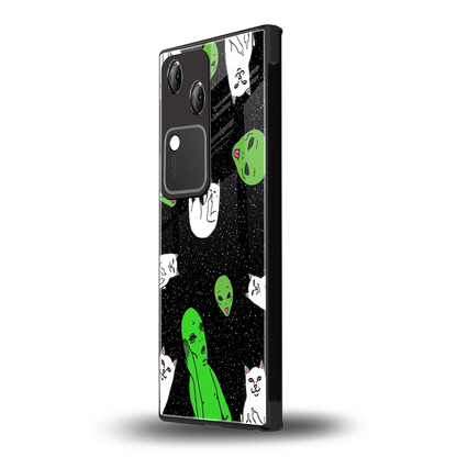 Space Kitty vivo v30 mobile cover | shockproof glass phone case