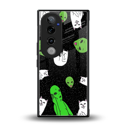 Space Kitty back phone cover | glass case for vivo v40 pro