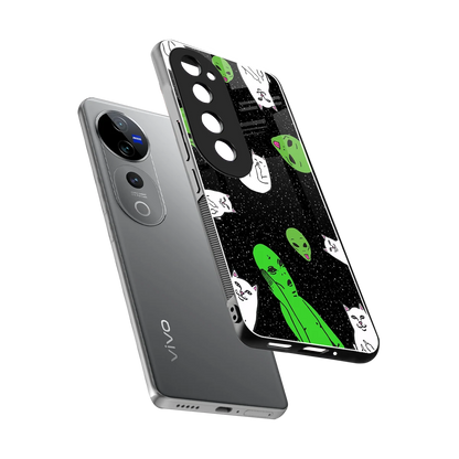 Space Kitty sleek vivo v40 pro cover with tempered glass back and TPU edges