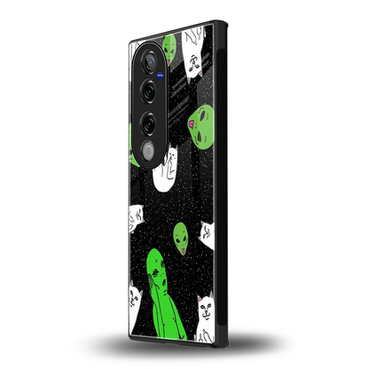 Space Kitty vivo v40 pro mobile cover | shockproof glass phone case