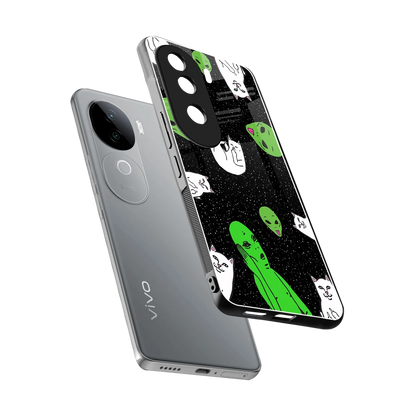 Space Kitty sleek vivo v40e cover with tempered glass back and TPU edges