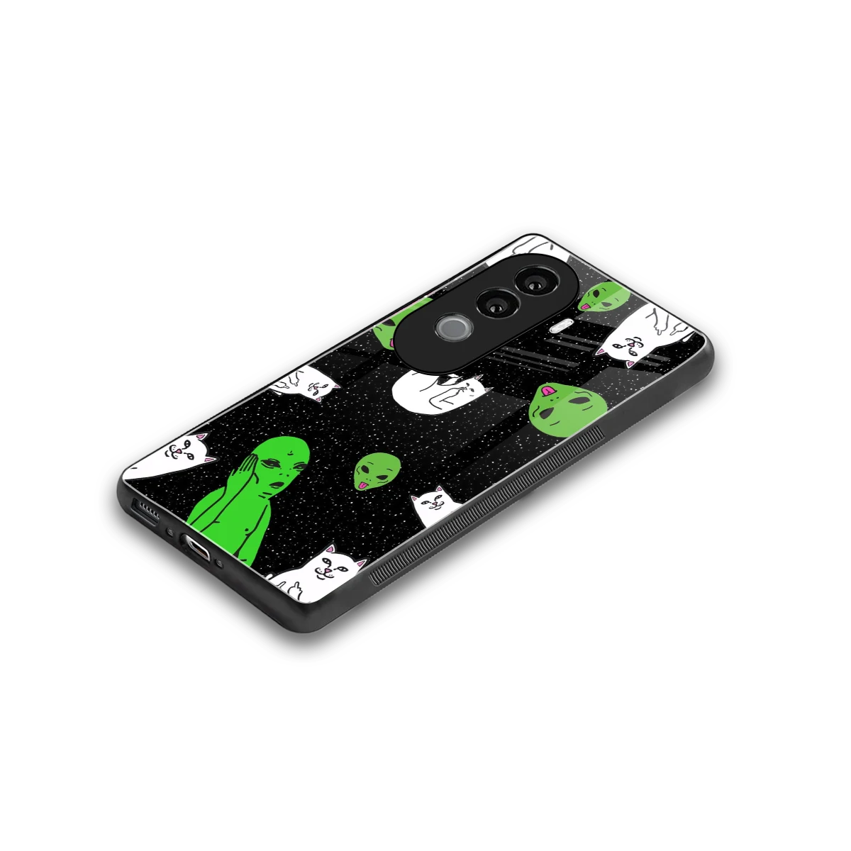 Space Kitty stylish phone case for vivo v40e | glossy glass and slim fit