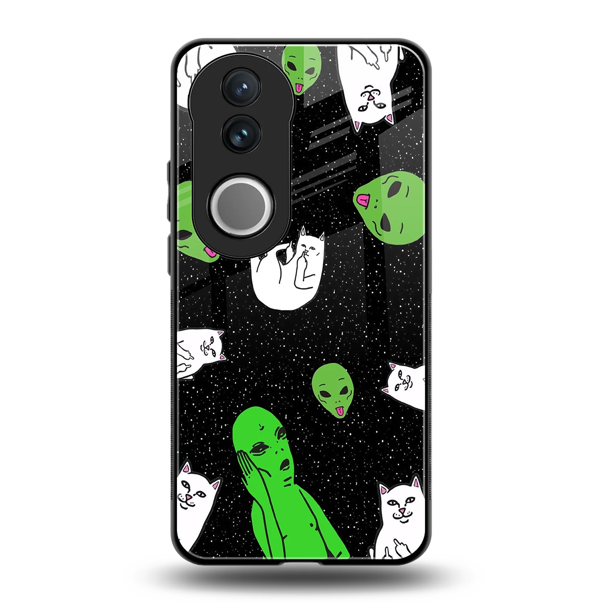 Space Kitty back phone cover | glass case for vivo v50