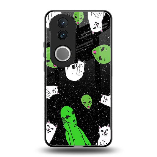 Space Kitty back phone cover | glass case for vivo v50