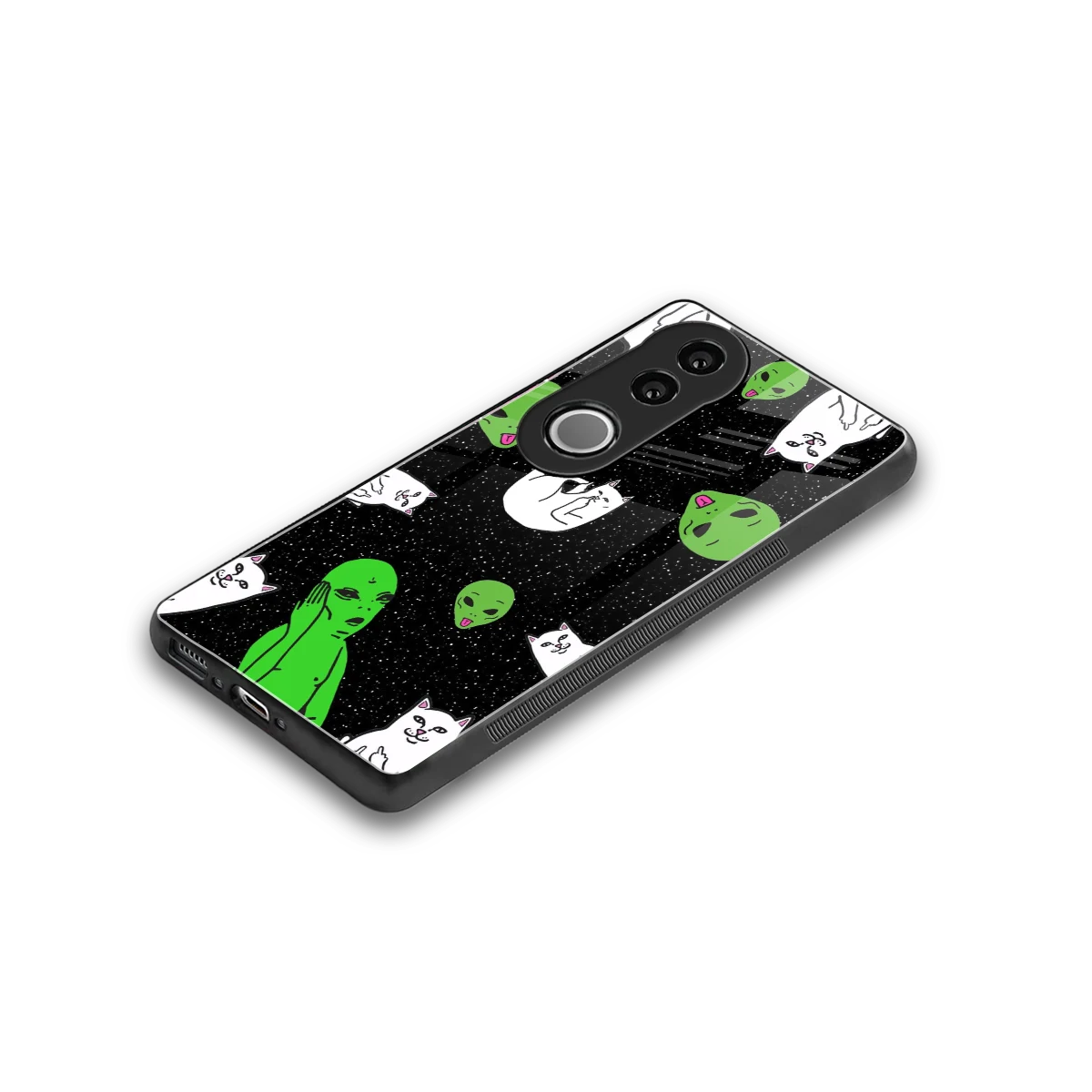 Space Kitty stylish phone case for vivo v50 | glossy glass and slim fit